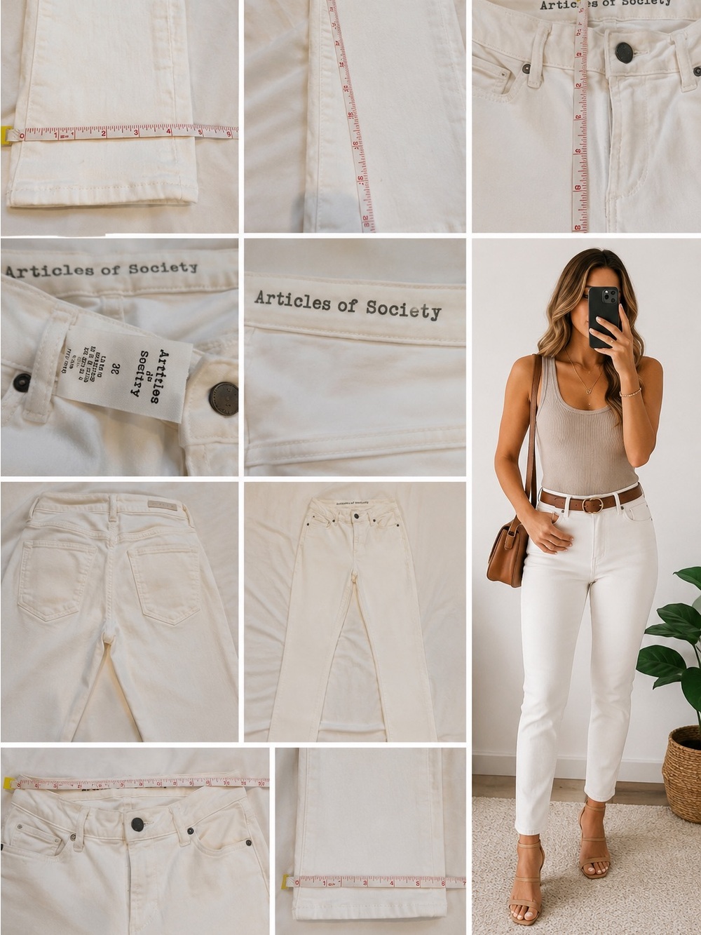 Articles of Society White Skinny Jeans Size 26 Mid Rise Stretch Denim Ankle Crop
